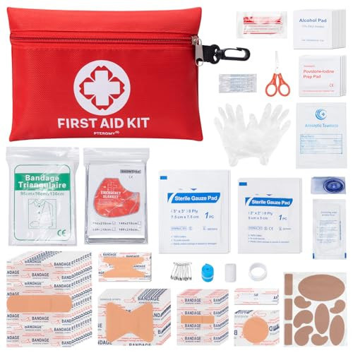 PTEROMY 150 Piece Mini First Aid Kit, Portable Small Emergency Kits Compact 1st Aid Kit for Car, Travel, Home, Camping, Outdoor, Hiking | Amazon (US)
