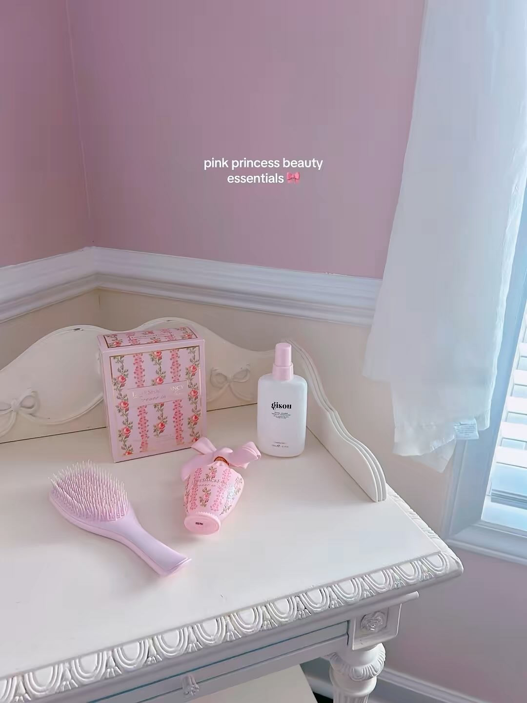 @gisou and @loveshackfancy are the ultimate pink princess brands 🤍🎀🫶🏻 I also love the pink @tangleteezer!

I love brands that know how to create a certain vibe and aesthetic with their packaging! I'm definitely a "buy a product for its packaging" kind of girl, but these finds not only have beautiful, luxury packaging but are also great products 🤍 the lsf perfume smells amazing, and the Gisou always makes my hair feel so soft!

#pinkprincessaesthetic #selfcareaesthetic #pinkroomdecor #beautyflatlay #girlyvibes #aestheticbeauty #coquetteaesthetic #pinkselfcare #princessenergy #beautycontentcreator #pinkbeautylover #pinklifestyle #softgirlaesthetic #beautycommunity #vanityaesthetic #pinkdetails #beautyandstyle #pinkglow #selfcaregirly 

*lsf perfume gifted last year 🤍*