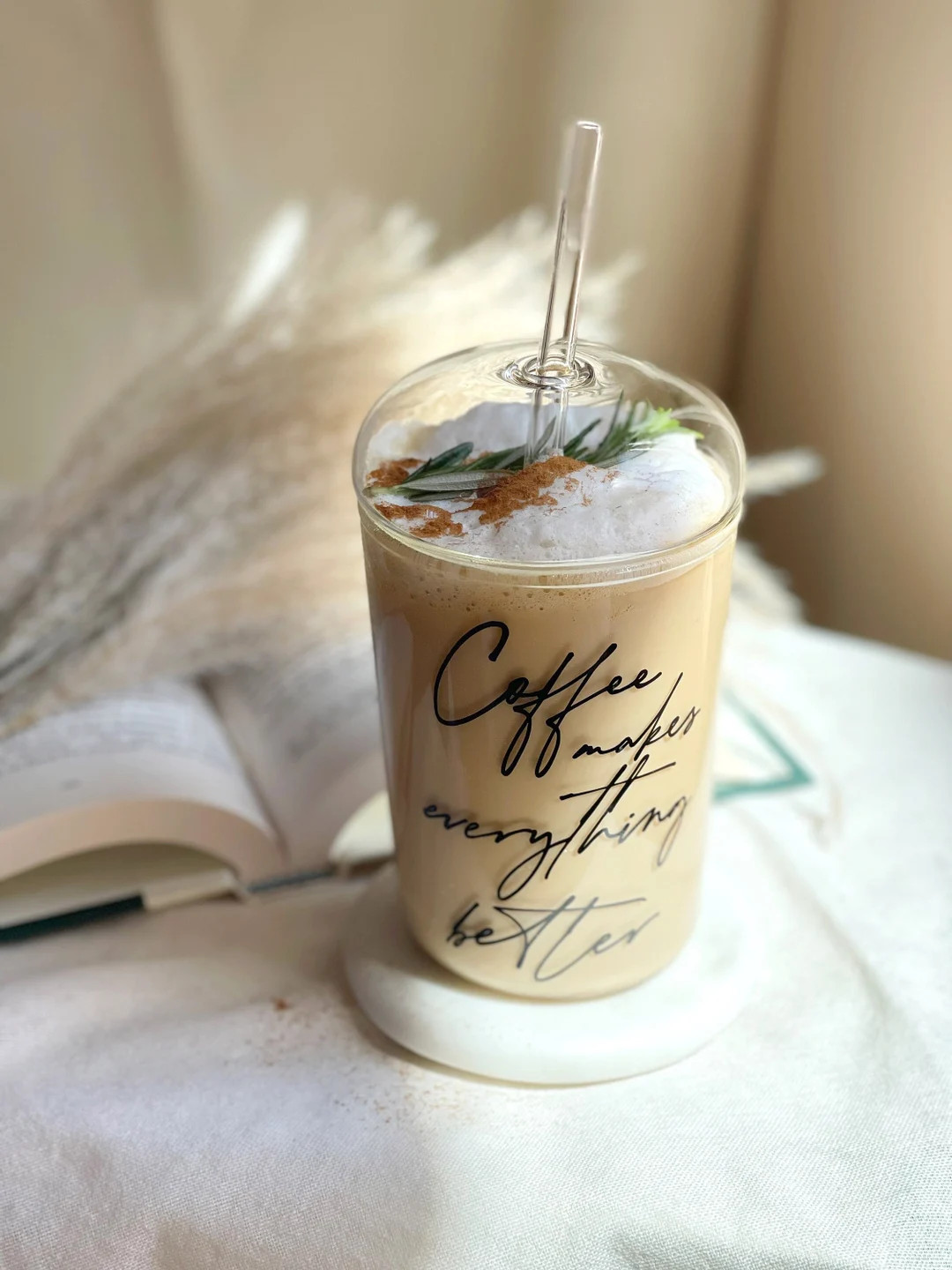 Dome Lid Glass Tumbler  Glass Tumbler  Tumbler With Lid and - Etsy | Etsy (US)