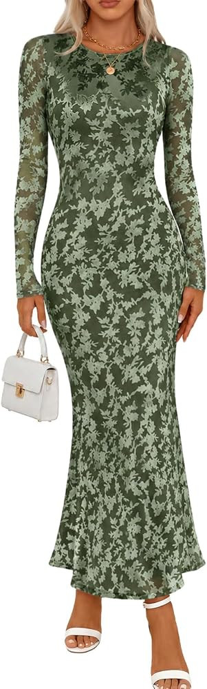 MEROKEETY Womens Fall Velvet Formal Wedding Guest Maxi Dress | Amazon (US)