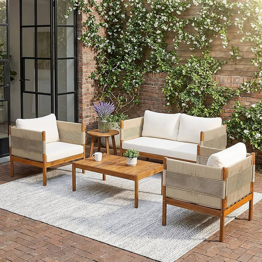 Christopher Knight Home Lenor 4-Seater Patio Furniture Set with Removable Cushion, 4 Piece Outdoo... | Amazon (US)