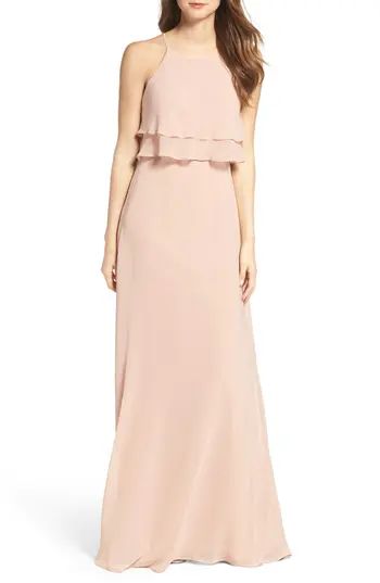 Women's Jenny Yoo Charlie Ruffle Bodice Gown, Size 2 - Pink | Nordstrom