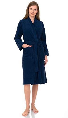 TowelSelections Women’s Kimono Robe, 100% Cotton Terry Cloth Bathrobe, Spa Bath Robes for Women Small/Medium Twilight Blue | Amazon (US)