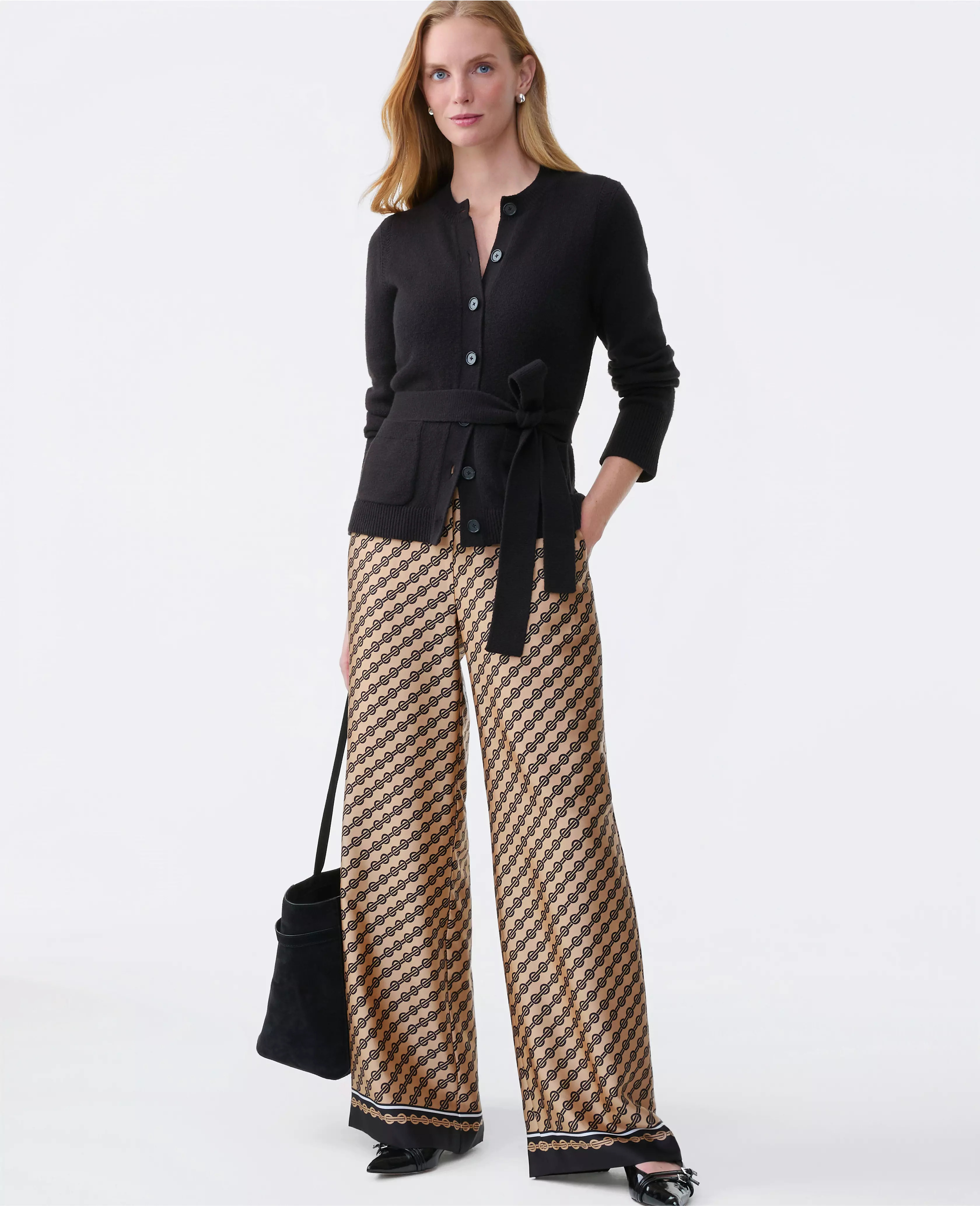 The Easy Wide-Leg Pant in Geo Satin | Ann Taylor