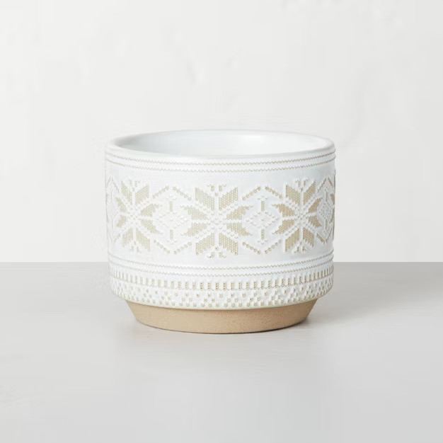 2-Wick Snowflake Embossed Ceramic Mulled Spice Seasonal Jar Candle White 11oz - Hearth & Hand... | Target
