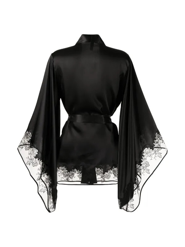 silk floral appliqué dressing gown | Farfetch Global