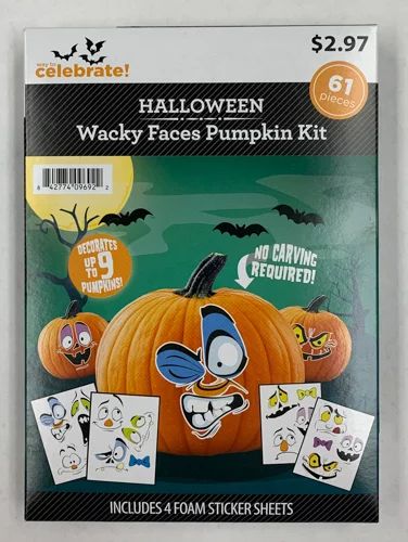 Way To Celebrate Halloween Pumpkin No-Carve Decoration Spooky Face Kit. | Walmart (US)