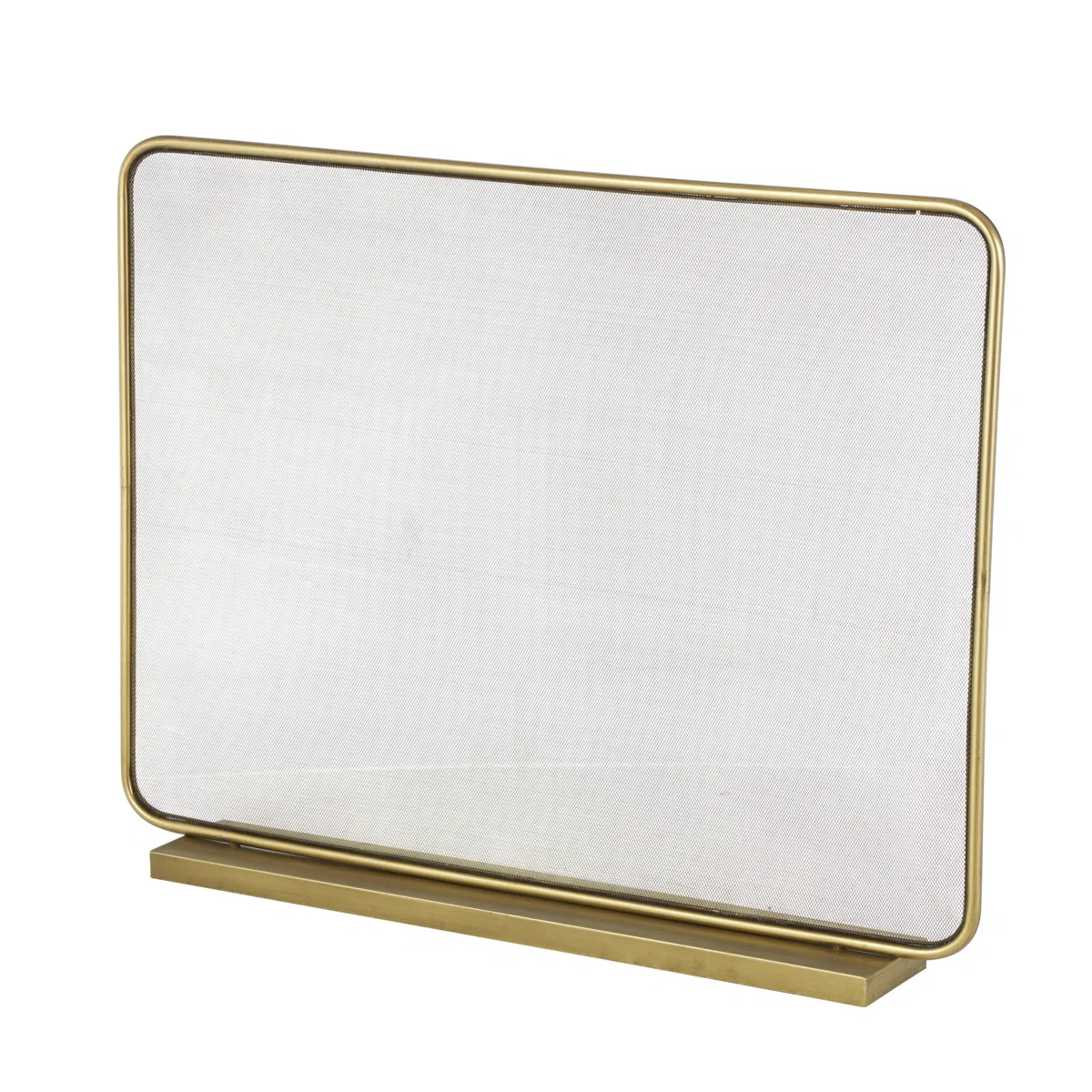 Amahya Gold Metal 1 Panel Geometric Fireplace Screen With Rounded Edges And Rectangular Base | Wayfair North America