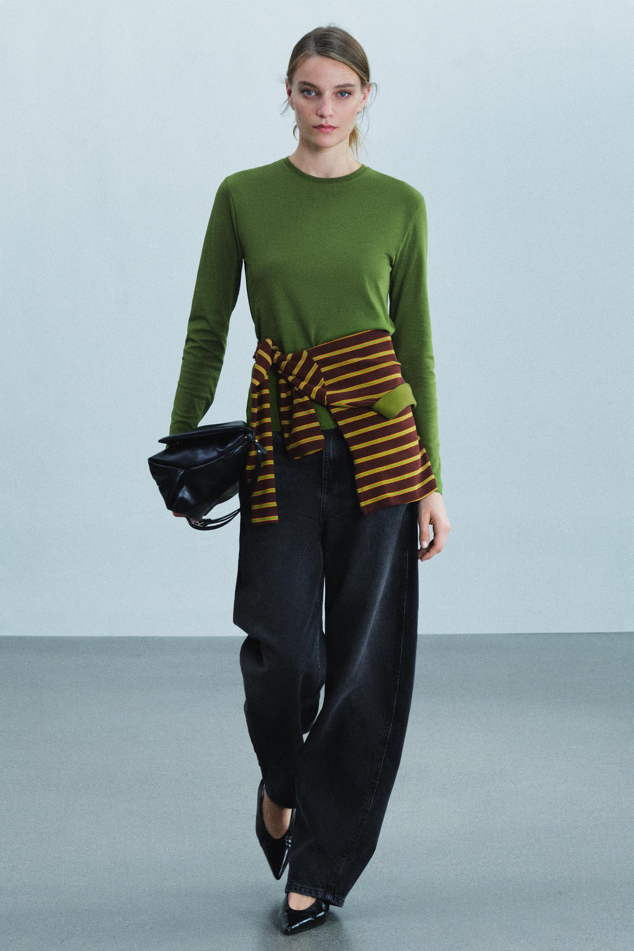 long sleeve interlock T-shirt | Zara UK