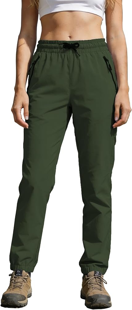 Womens Hiking Pants Water Resistant Quick Dry Sweatpants Elastic Waist UPF 50+ Cargo Lightweight ... | Amazon (US)