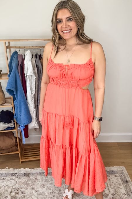 Free people looo for less maxi dress. Open back maxi dress is the perfect vacation dress! Fits true to size. I’m in a medium. 

#LTKfindsunder100 #LTKfindsunder50