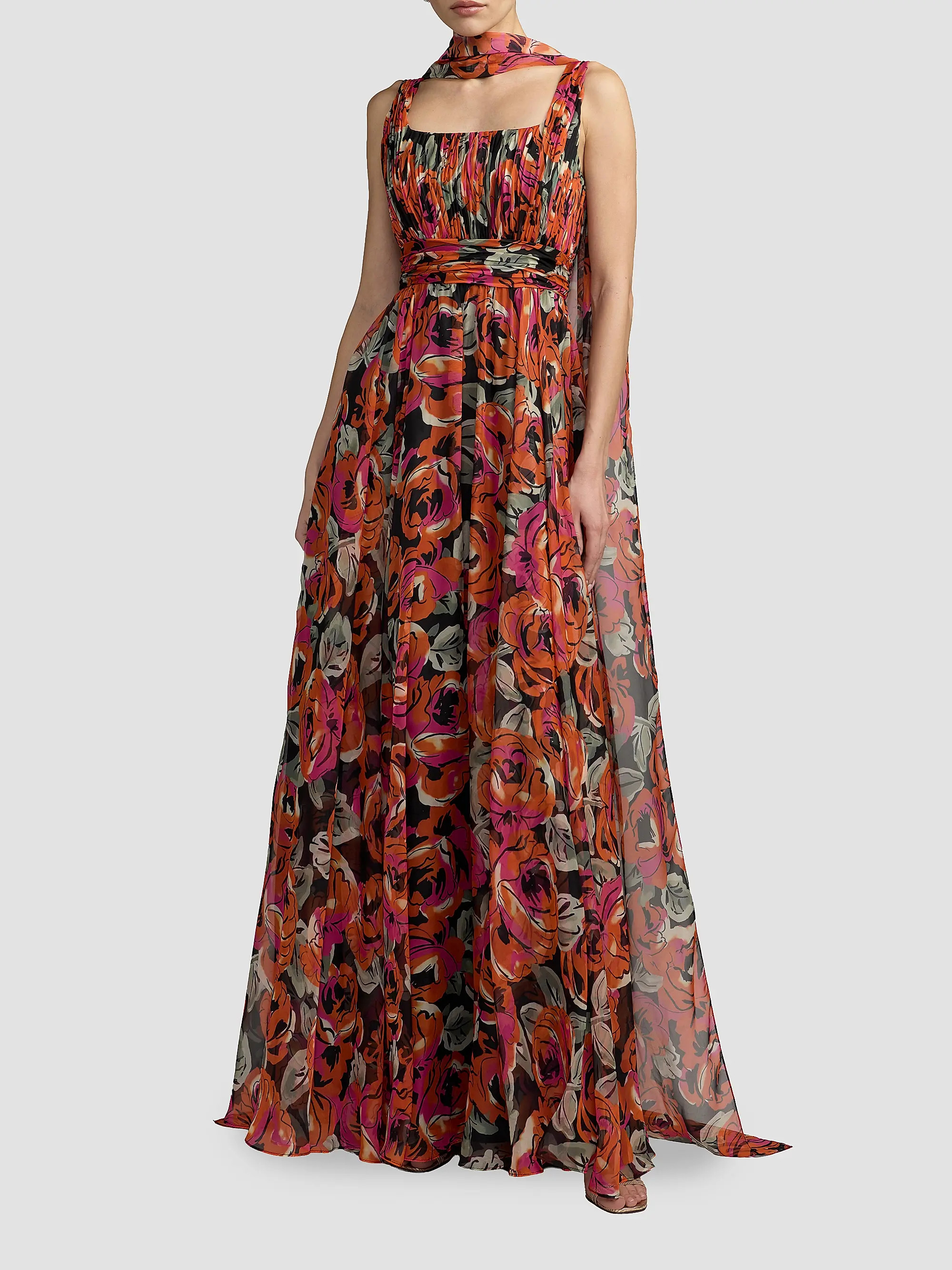 Floral Chiffon A-Line Gown | Saks Fifth Avenue