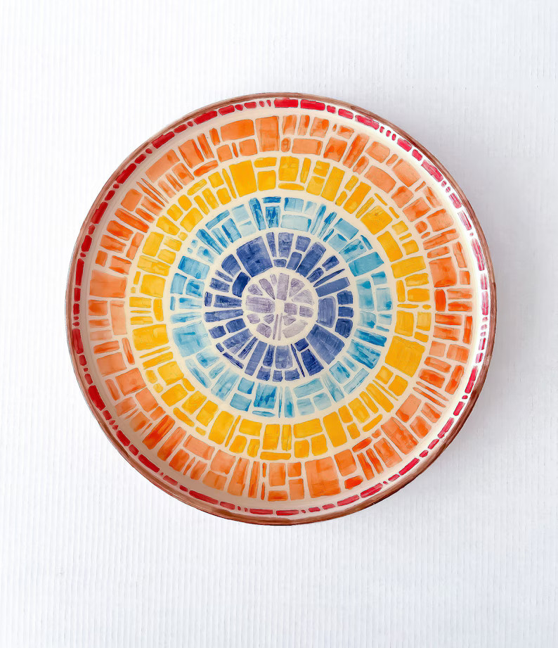Handmade Ceramic Mosaic Pattern Plate - Etsy | Etsy (US)
