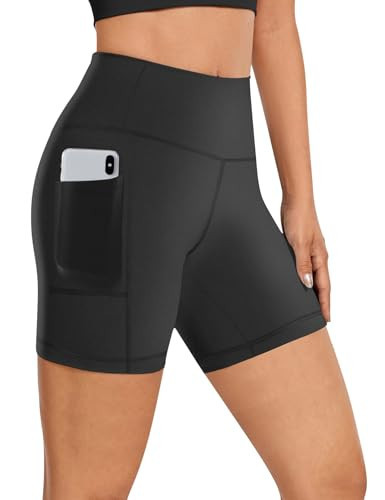 Womens 5" Biker Shorts with Pockets High Waisted Tummy Control Yoga Workout Gym Stretchy Spandex Shorts Leggings Compression Athletic Run Bicycle Cycling Volleyball Exercise Dance Bike Shorts Tights | Amazon (US)