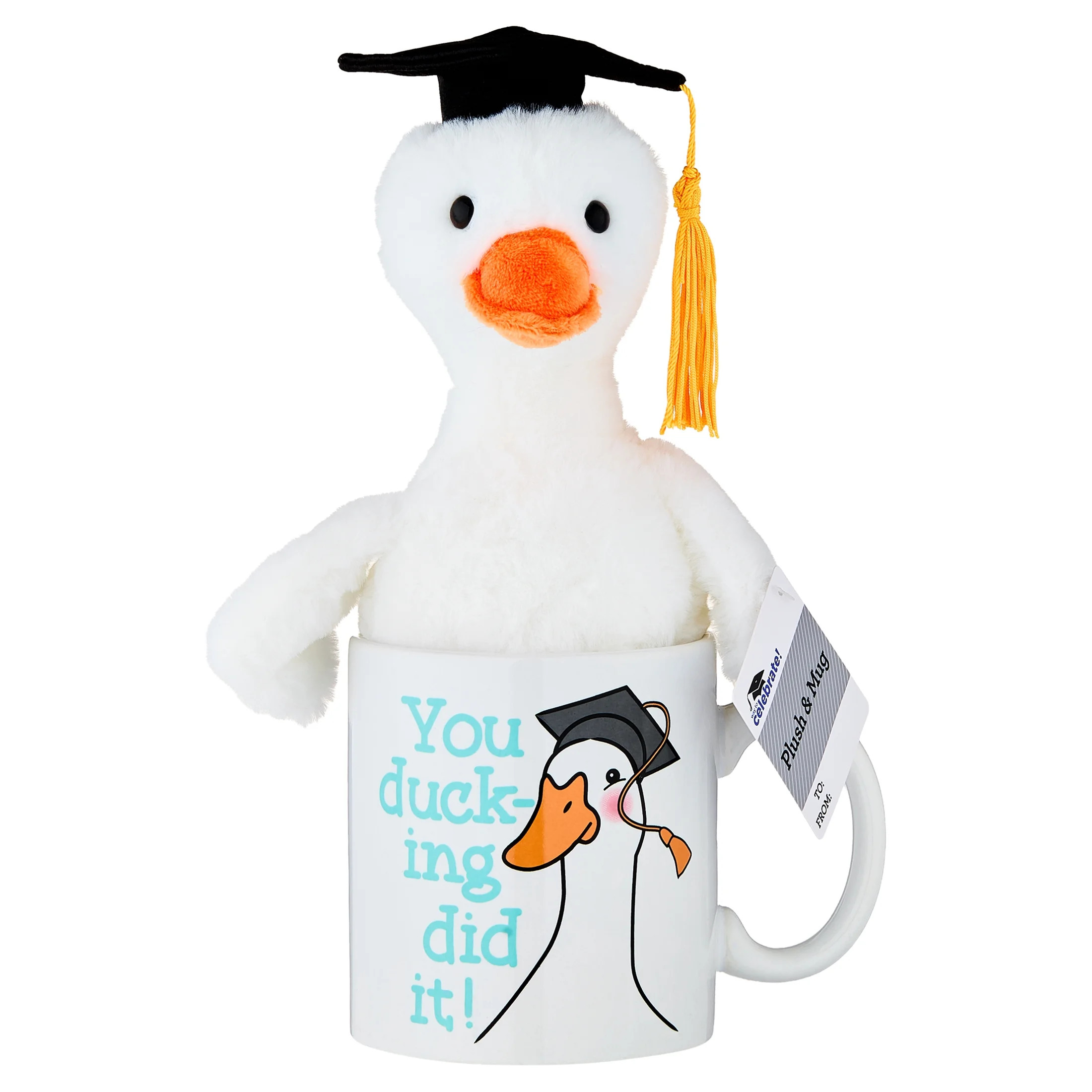 Duck Plush in You Duck-ing Did It Mug, Black and White, Graduation by Way To Celebrate | Walmart (US)