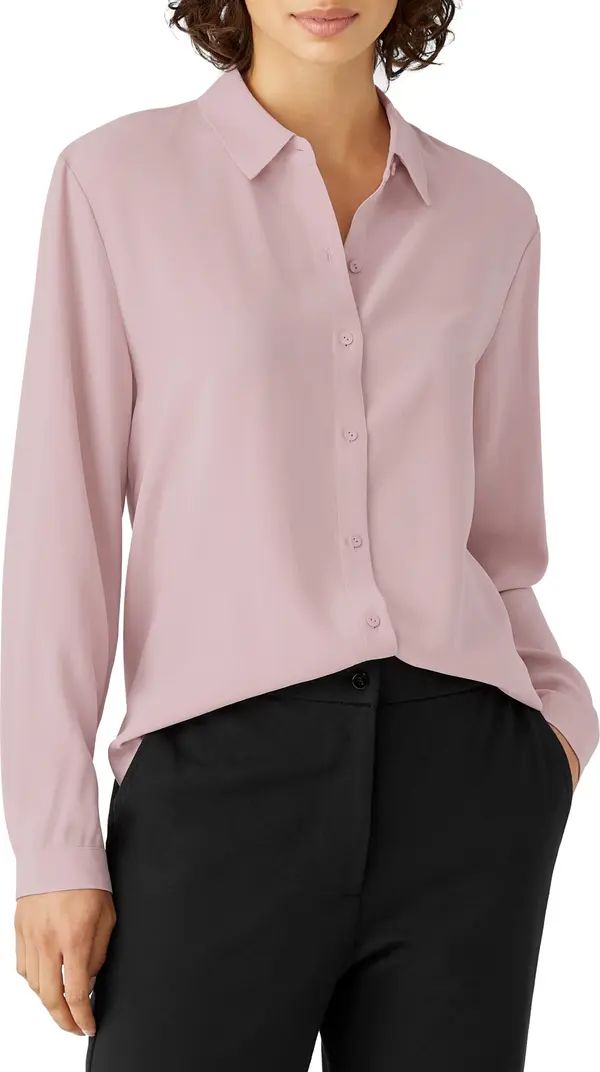 Classic Collar Easy Silk Button-Up Shirt | Nordstrom