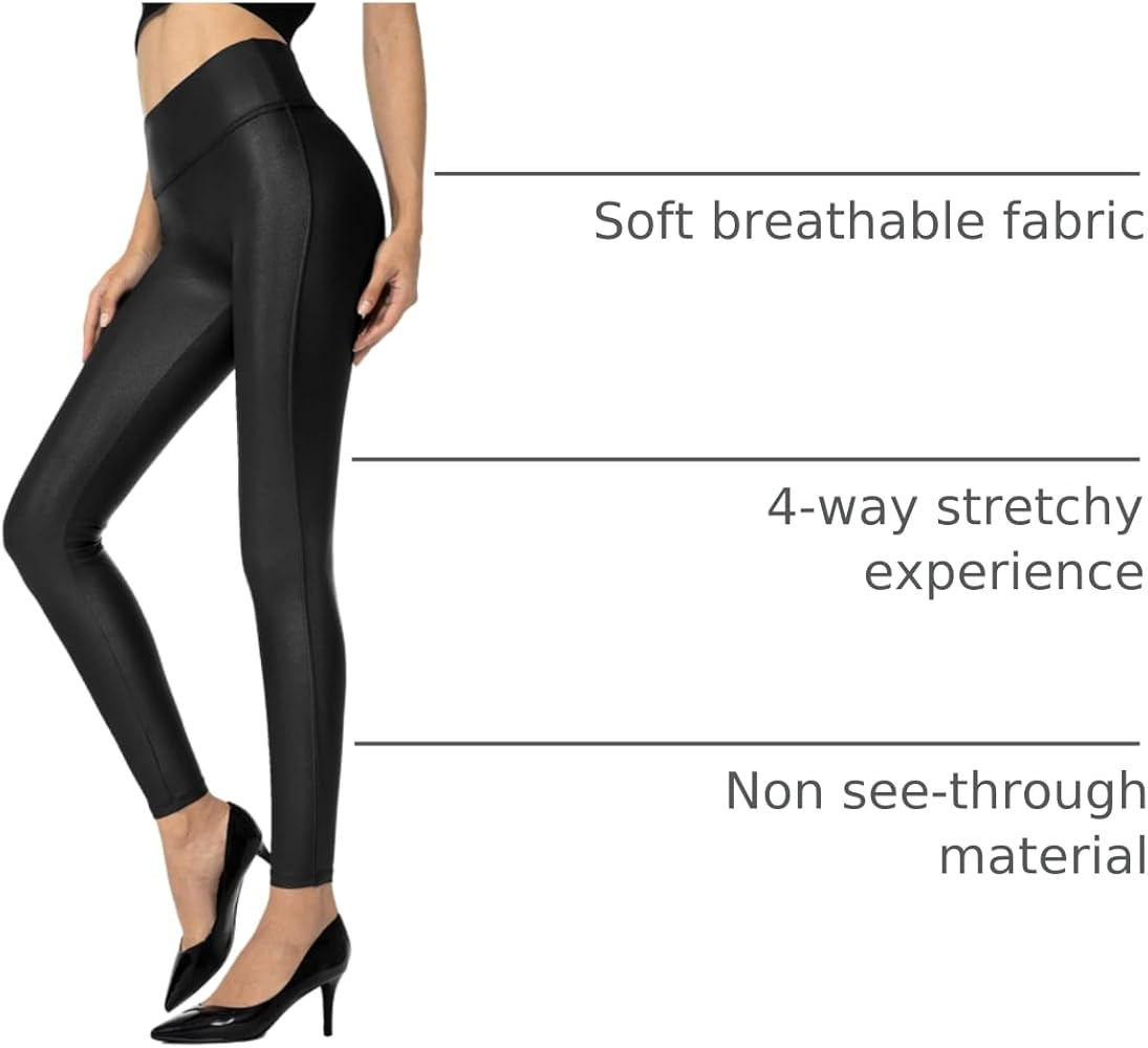 SANTINY Women's 25.5''/27'' Faux Leather Leggings Pants Stretch High Waisted Tights for Women | Amazon (US)