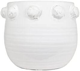 Creative Co-Op White Terracotta Planter with Bubble Design at Top | Amazon (US)