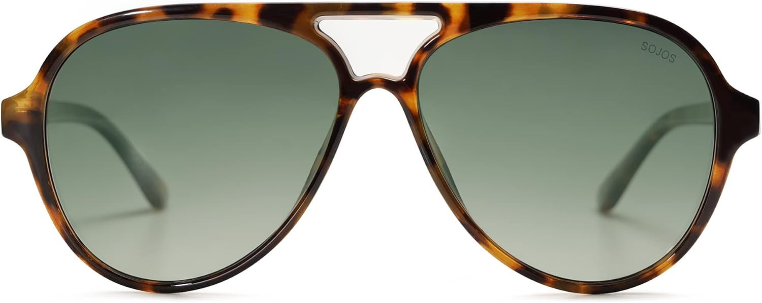 SOJOS Retro Polarized Aviator Sunglasses Womens Mens Classic Double Bridge Sun Glasses SJ2201 | Amazon (US)