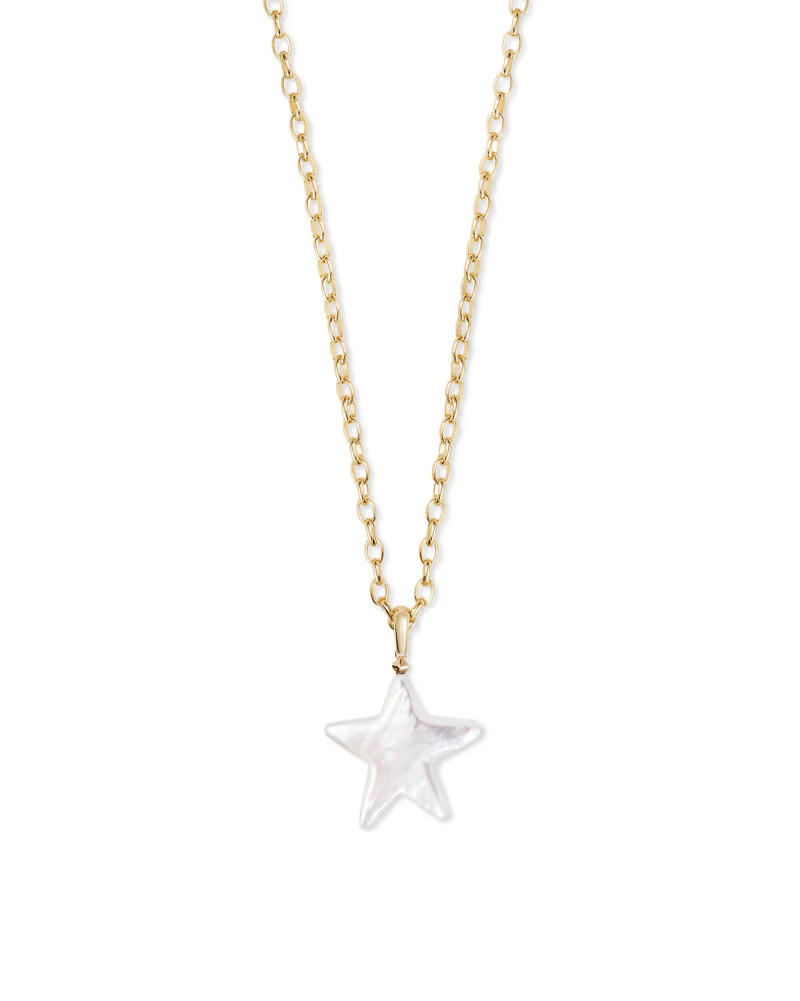 Carved Jae Star Gold Long Pendant Necklace in Ivory Mother-Of-Pearl | Kendra Scott