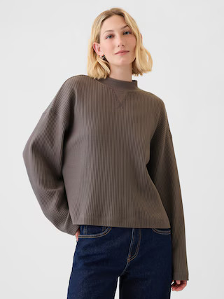 Oversized Mockneck Waffle T-Shirt | Gap (US)