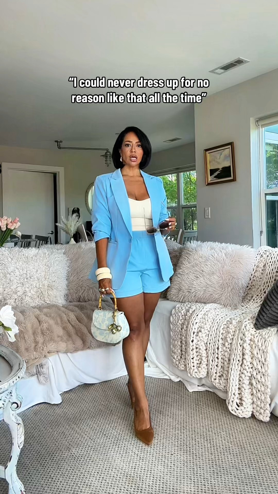 End of summer brunch outfit 🩵

Sizing ⬇️

5’3 
Size 8 / Medium
Bust: 34DDD
Waist: 28”
Hips: 43”
Wearing Size Large in the set and Medium in the bodysuit 

over 40, millennial, petite, petite curvy, curvy, size 8, midsize

#LTKStyleTip #LTKOver40 #LTKItBag