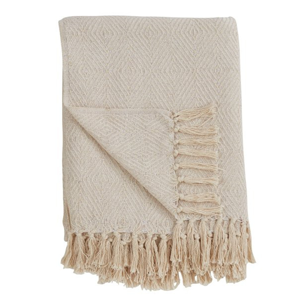 Fennco Styles Sevan Collection Soft 100% Cotton Diamond Weave Throw Blanket (Ivory) - Walmart.com | Walmart (US)