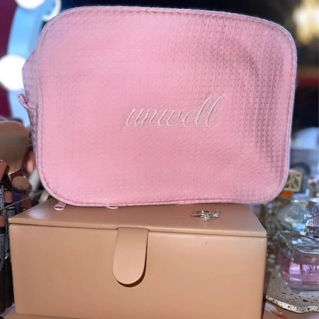 EMBROIDERED Personalized Makeup Bag Custom WAFFLE Makeup Bag - Etsy | Etsy (US)