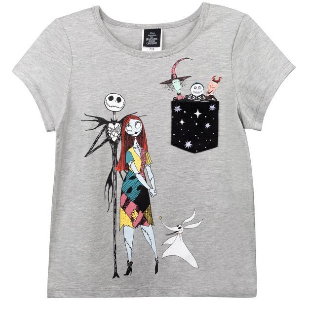 Disney Nightmare Before Christmas Jack Skellington Sally Girls Graphic T-Shirt Little Kid to Big ... | Target