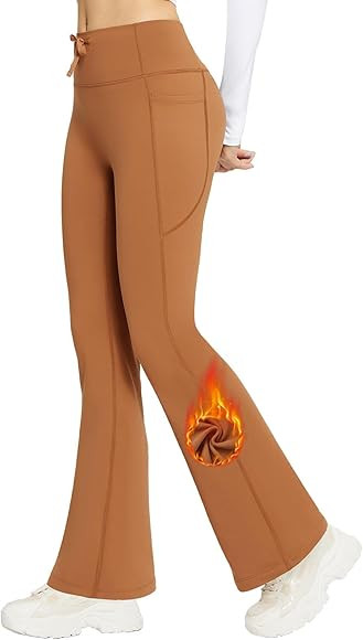 BALEAF Women's Fleece Lined Pants Winter Thermal Warm Bootcut Flare Leggings Hiking Yoga Pants wi... | Amazon (US)