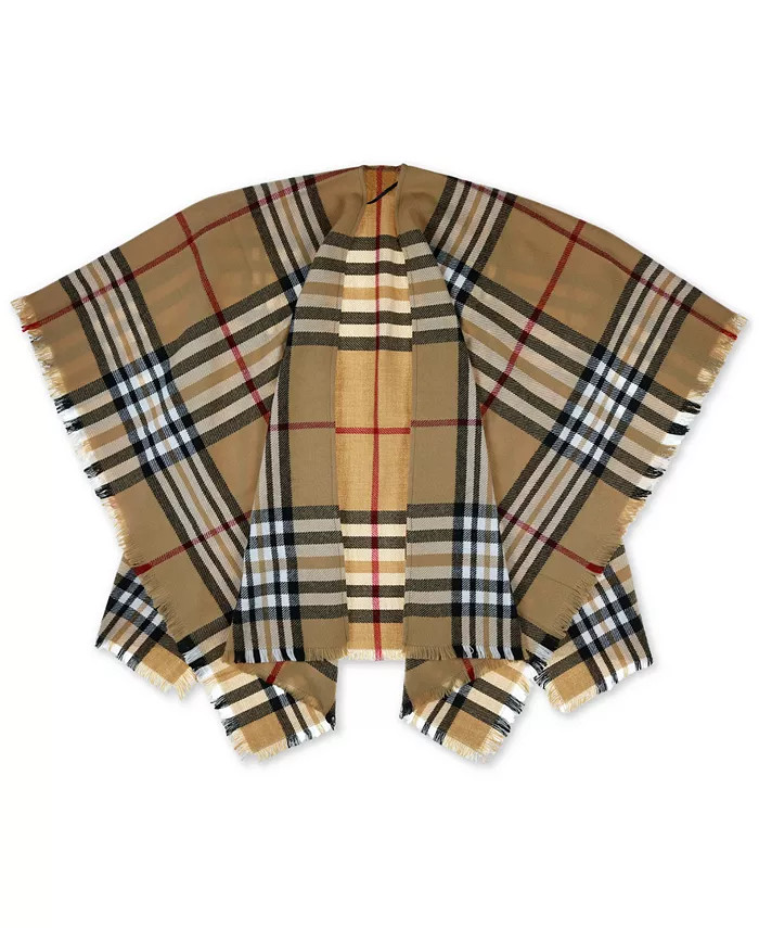 Women's Fringe-Trim Classic Plaid Kimono with Fringe Trim | Macy's