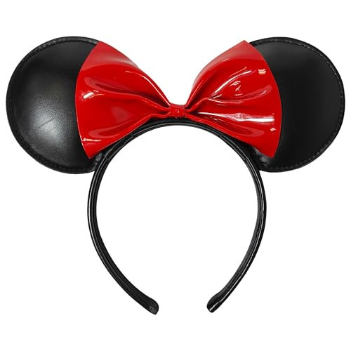 LUV HER Disney Minnie Ears - Colorful Costume Headband for Kids - Birthday Hair Accessory for Theme Park Vacation - Ages 3+, Black with Red Bow | Amazon (US)