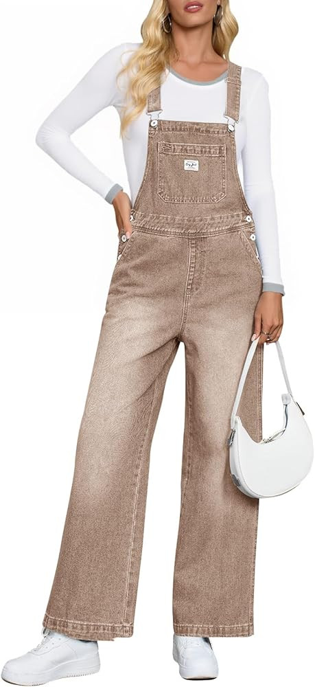 Cicy Bell Women's Denim Bib Overalls Casual Adjustable Strap Wide Leg Jean Jumpsuits Loose Fit Lo... | Amazon (US)