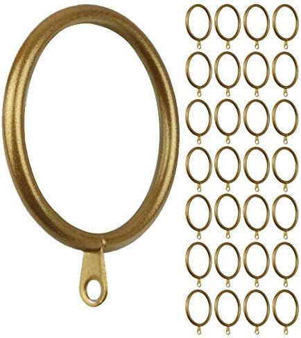Meriville 28 pcs Gold 1.5-Inch Inner Diameter Metal Curtain Rings with Eyelets, Fits Up to 1 1/4-Inc | Amazon (US)