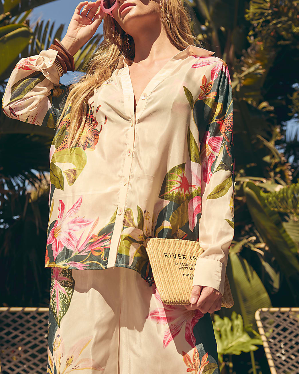 Cream Floral Print Beach Shirt | River Island UK & IE