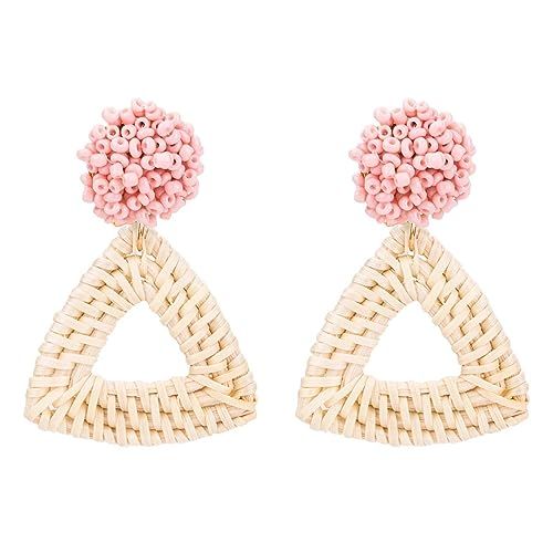Rattan Earrings for Women Bohemian Woven Handmade Statement Earrings for Girls Mothers Day Gifts | Amazon (US)