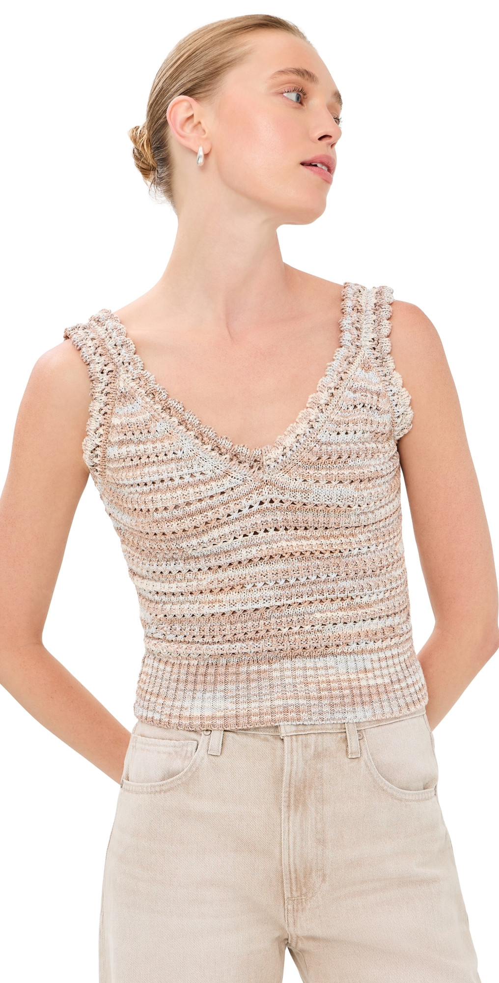 Veronica Beard Selwyn Knit Tank Beige Multi XS | Shopbop