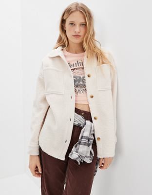 AE Cozy Sherpa Shacket | American Eagle Outfitters (US & CA)