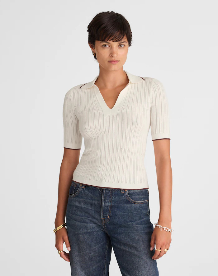 The Signature Knit Johnny-Collar Sweater | Madewell