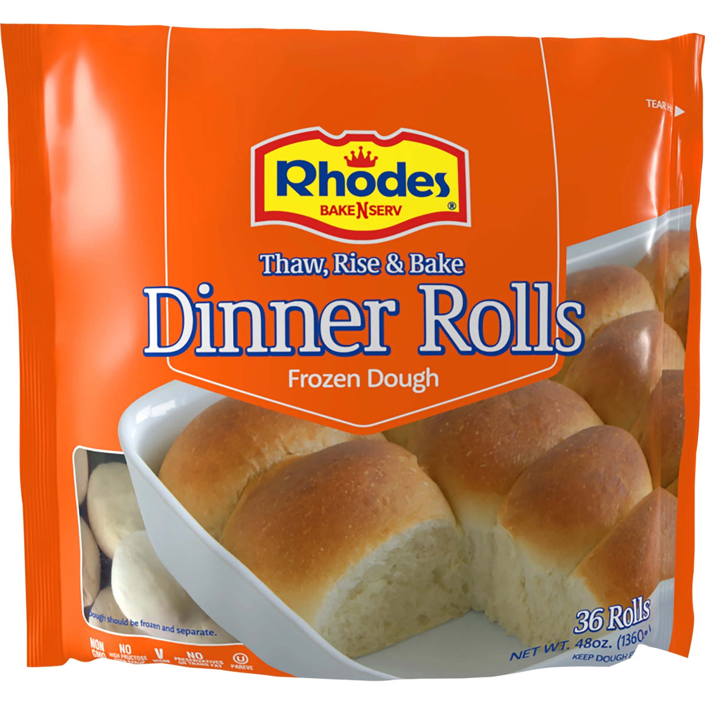 Rhodes Bake-N-Serv Yeast Dinner Rolls, 3 lbs, 36 Count Bag (Frozen) | Walmart (US)