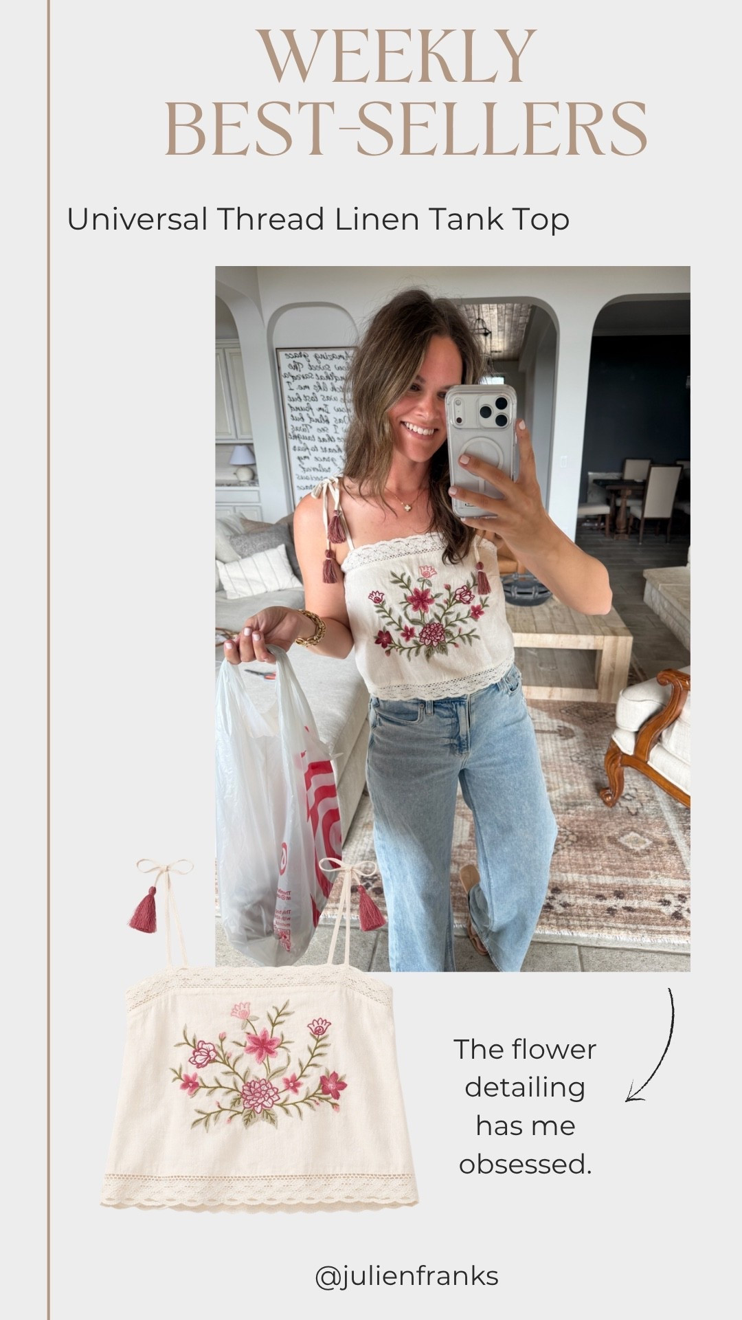 Back with my favorite Anthro look-alike tank top for the summer with the cutest embroidery detail! ￼

#LTKootd #LTKSeasonal