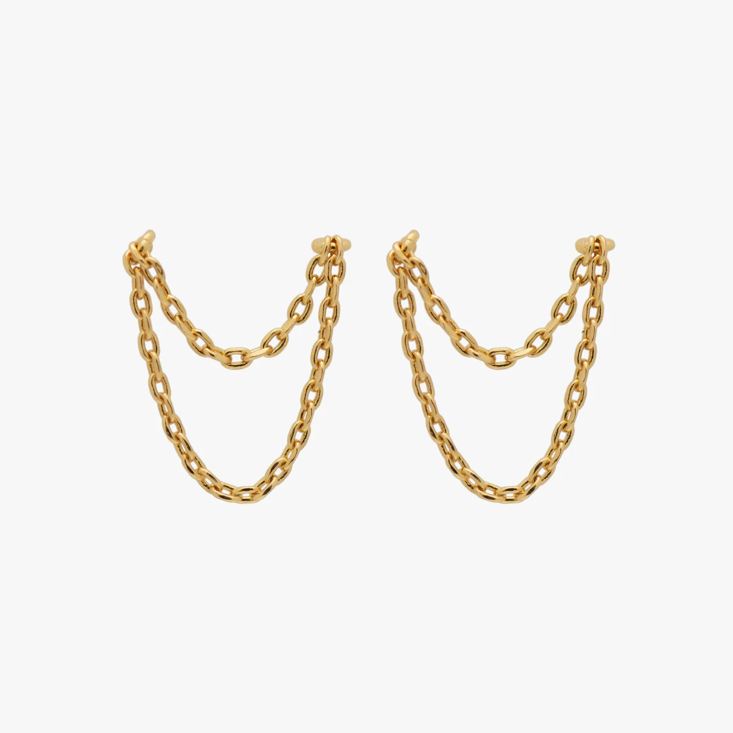 Double Chain Connector Earring | Studs