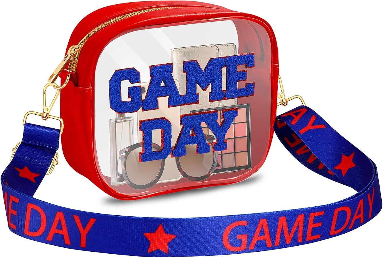 Game Day Clear Bag for Stadium Events with Letter Patches Stadium Approved Clear Crossbody Purse ... | Amazon (US)