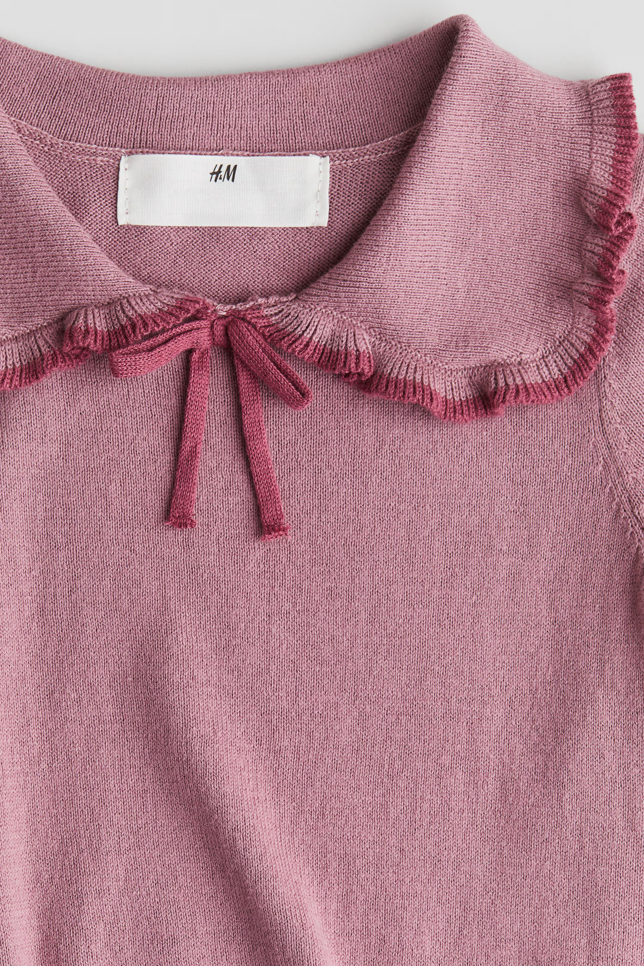 Ruffle-Trimmed Fine-Knit Dress - Dusty pink - Kids | H&M US | H&M (US + CA)
