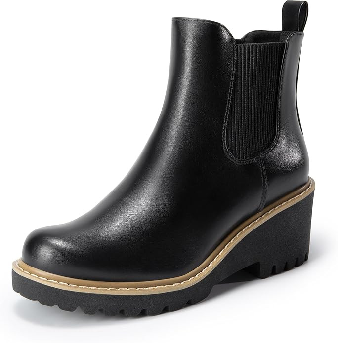 DREAM PAIRS Women's Wedge Chelsea Ankle Boots Fashion Round Toe Low Wedge Heel Platform Booties S... | Amazon (US)