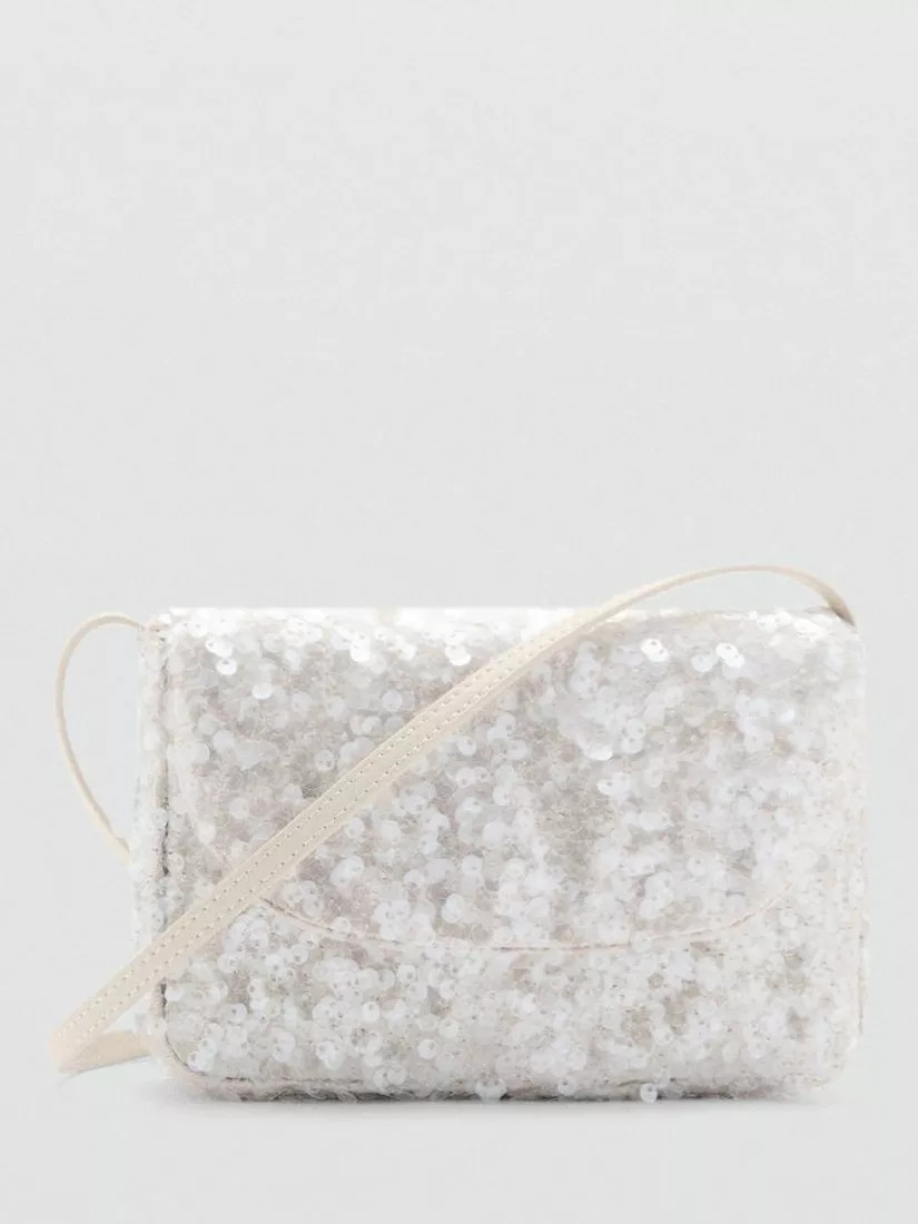 Mango Florie Sequin Mini Bag, White | John Lewis (UK)
