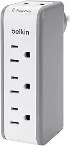 Belkin Wall Mount Surge Protector w/ 3 AC Multi Outlets & 2 USB Ports, 918 Joules | Amazon (US)