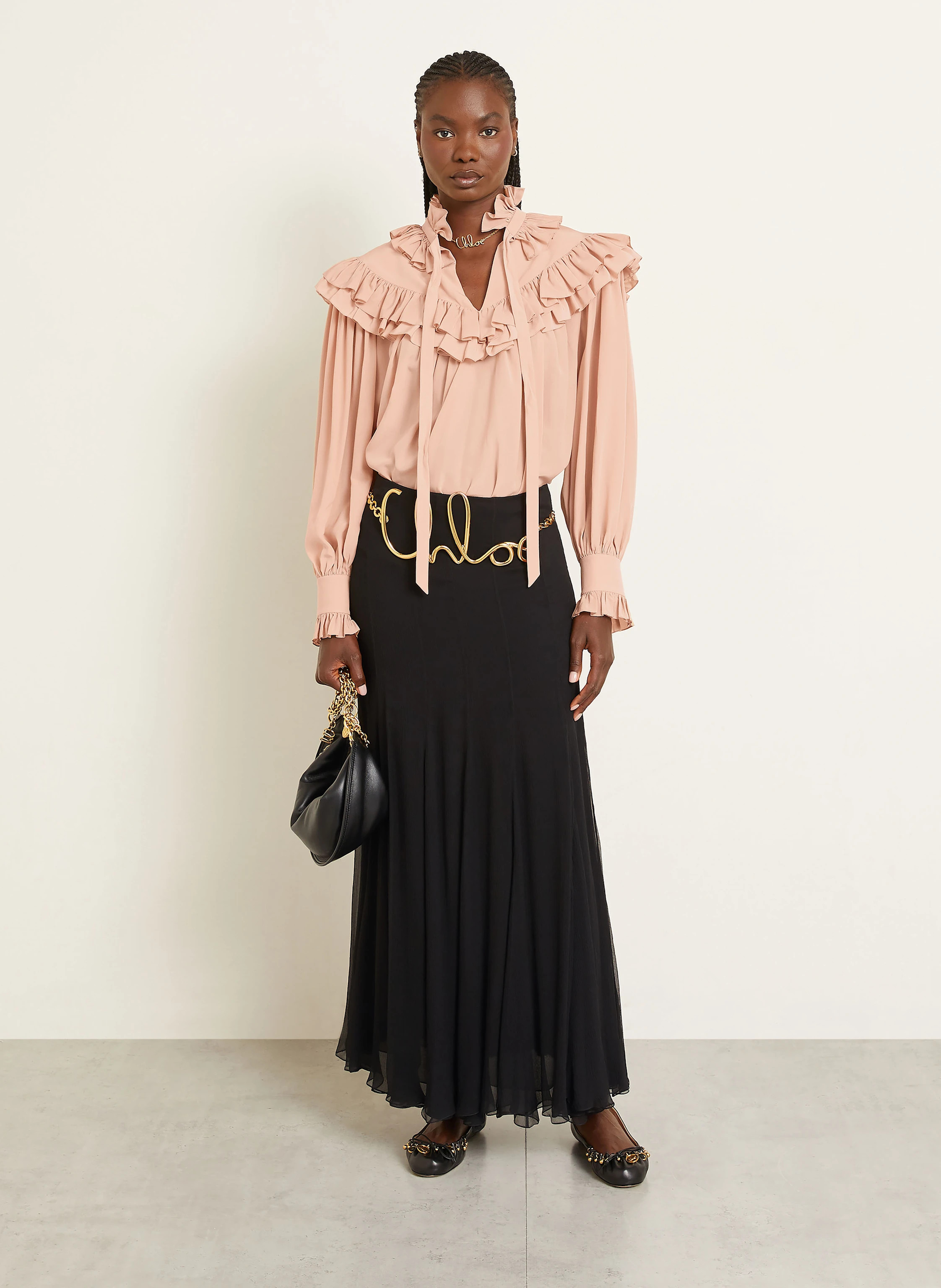 Chloé Seidenbluse mit Rüschen in hellbraun | Breuninger (DACH)