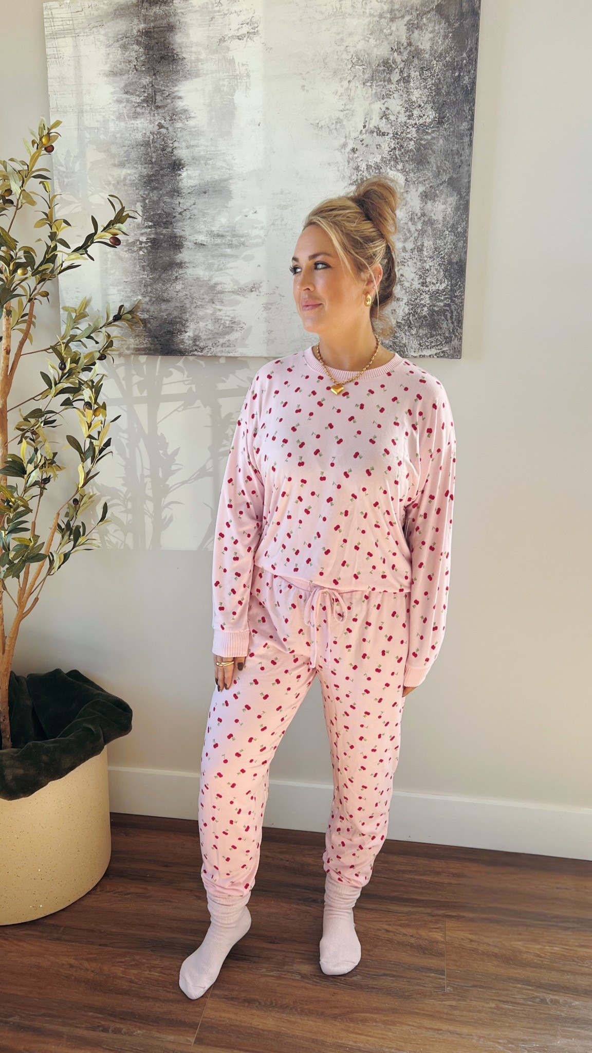 Cozy level: expert 🍒✨ This pink JoySpun pajama set from Walmart is soft as a cloud and covered in the sweetest little cherries! Paired with JoySpun socks for extra comfy vibes 💖

Walmart fashion, JoySpun, cozy style, cherry pajamas, Walmart finds, LTK fashion, midsize outfit, affordable style, pajama set, comfy and cute, midsize style, Walmart loungewear, soft pajamas, women’s sleepwear, fall loungewear

#LTKMidsize #LTKFindsUnder50 #LTKStyleTip