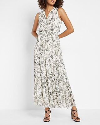 Printed Tiered Trapeze Maxi Dress | Express